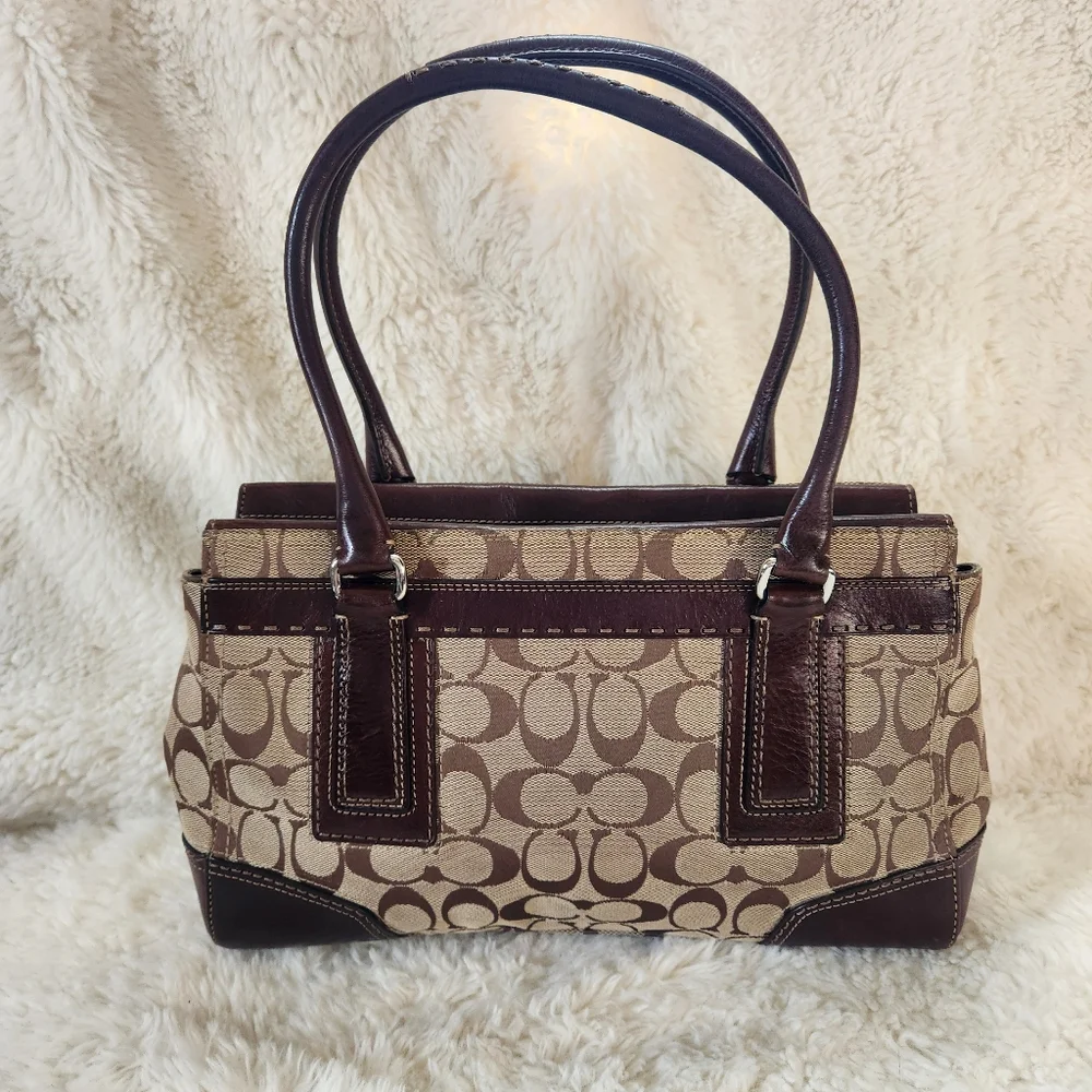 Coach Brown Signature Hampton Satchel Vintage Y2K - Picture 4 of 15